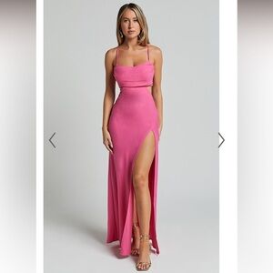 NWT REVIENA MAXI DRESS - CUT OUT COWL NECK DRESS IN HOT PINK, size 2